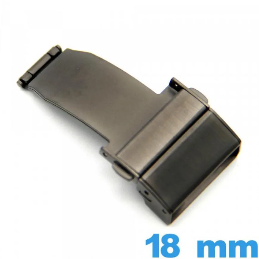 Attache 18 mm Noir Métal Acier déployant avec bouton ouverture