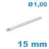 Barre fendue bracelet métal  diamètre 1 mm Longueur : 15mm