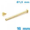 Barre Fermoir Montre Doré 16mm Capuchon à vis - Diamètre 1,5mm