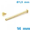 Barre 14 mm Doré  à rivet tubulaire à vis Doré  bracelet pour montre