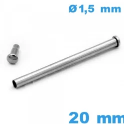 Barre Montre à rivet tubulaire 20 mm diamètre 1,50 mm argenté