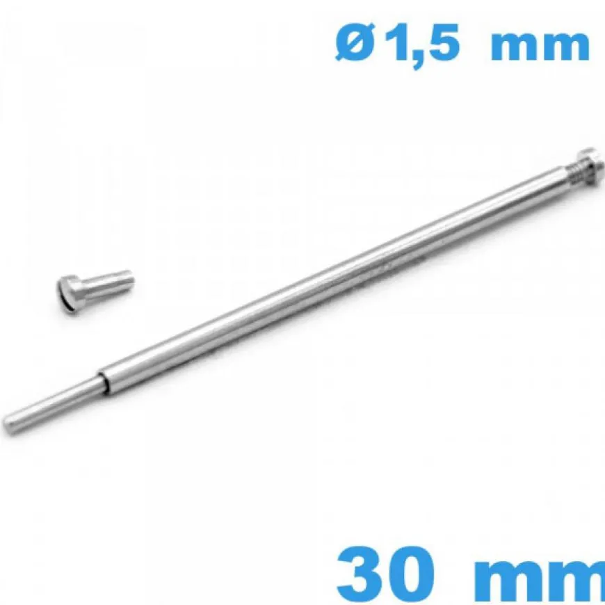 Barrette Montre 30 mm D.1,50 Argenté - Capuchon à vis et pression