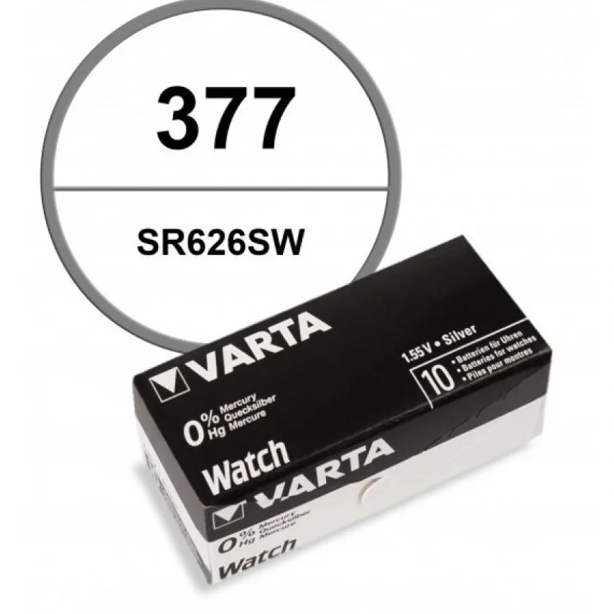 10 Batteries 1,55 V 377 Varta alcaline montre