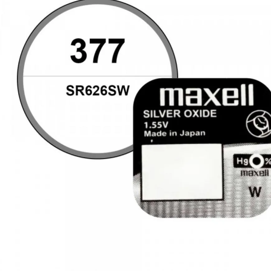 Batterie 1,55 V oxyde d'argent 377 Maxell pour montre