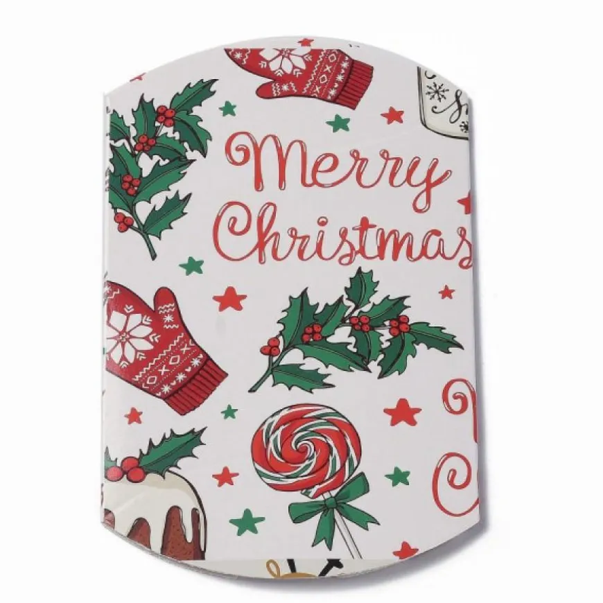 berlingot blanc carton pour mettre sous le sapin de noël avec des motifs fêtes de noël