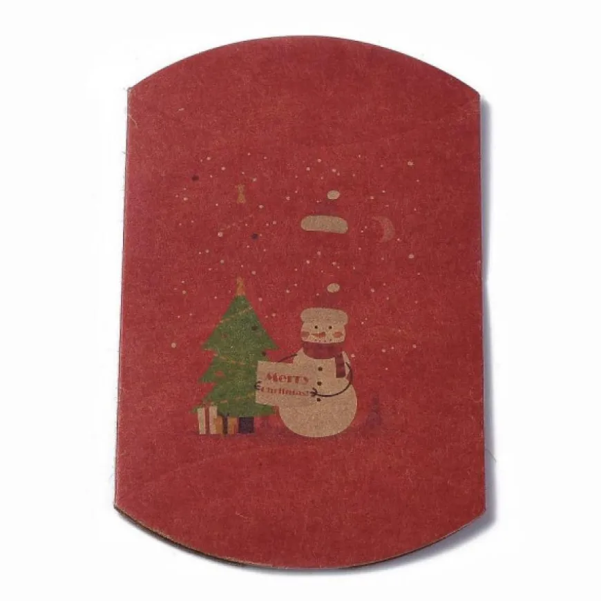berlingot papier kraft rouge pour noël avec des imprimés fêtes de fin d'année carton