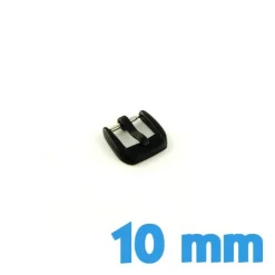 Boucle acier ardillon montre pas chère noire 10 mm bracelet silicone cuir plastique