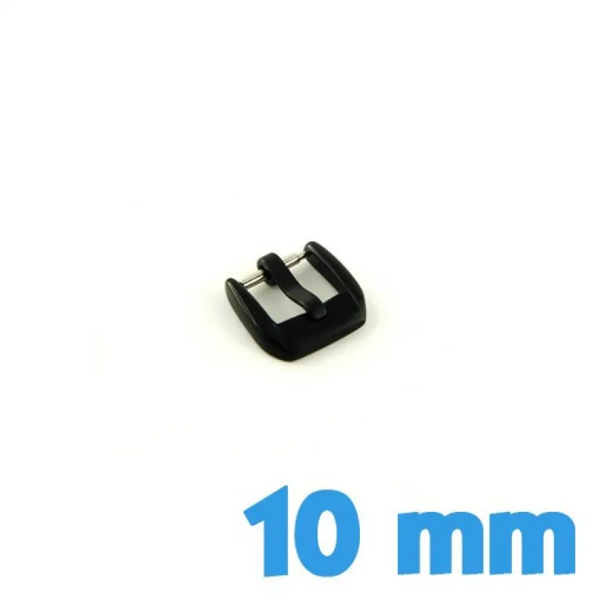 Boucle acier ardillon montre pas chère noire 10 mm bracelet silicone cuir plastique