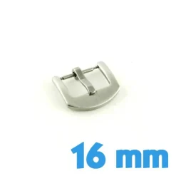 Boucle ardillon bracelet montre cuir silicone plastique argentée 16 mm