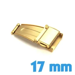 Boucle 17 mm déployante or acier bouton