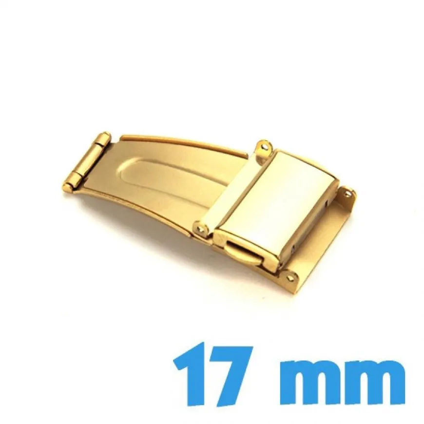Boucle 17 mm déployante or acier bouton
