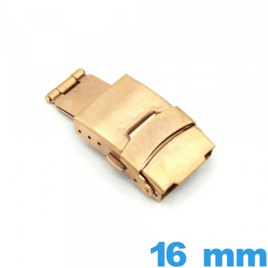 Boucle 16 mm Or rose Acier déployant avec bouton ouverture