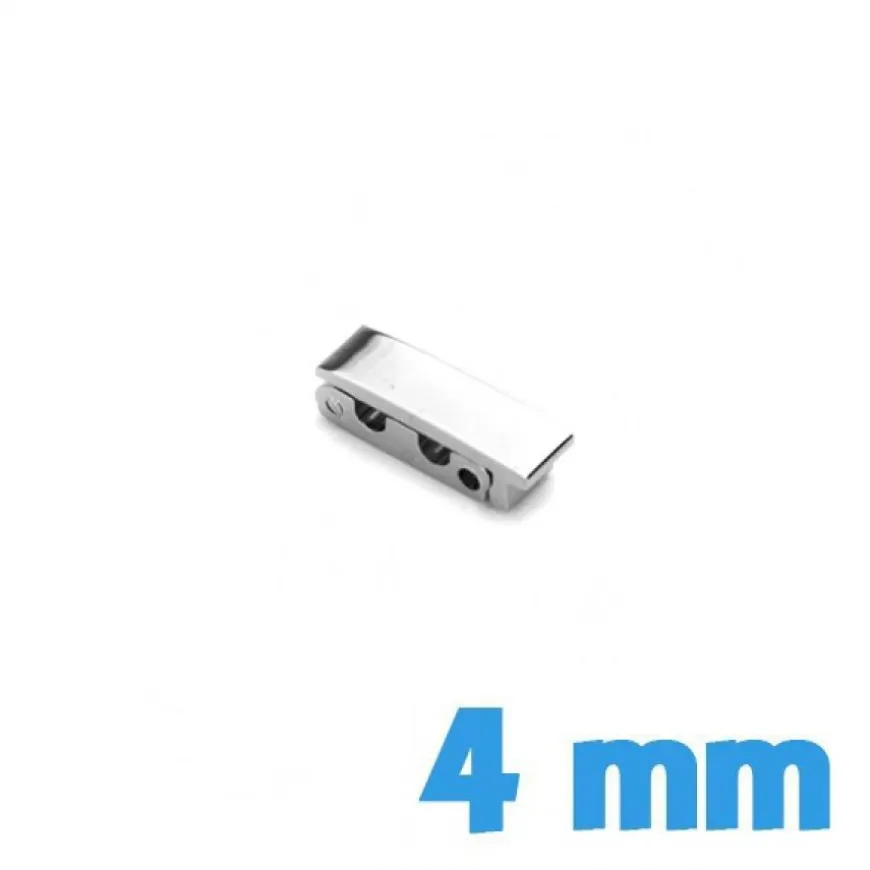 Boucle montre 4 mm argenté clip acier inoxydable