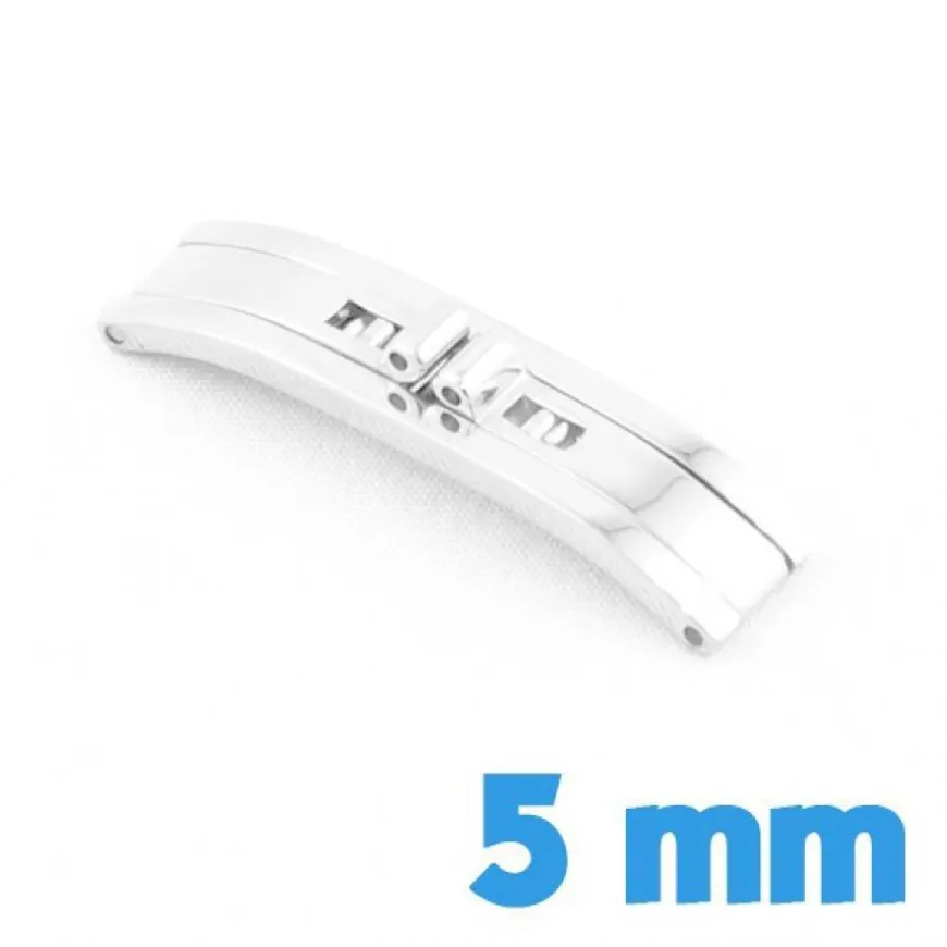 Boucle montre métal 5 mm acier argent double déployante