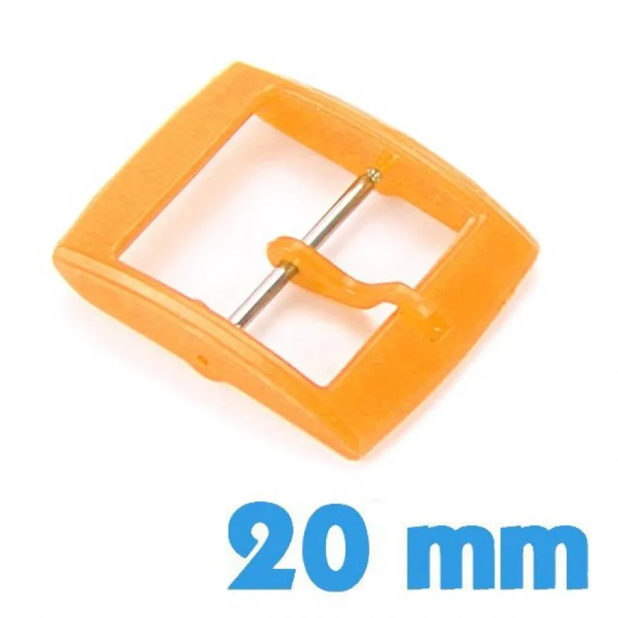 Boucle orange 20 mm plastique ardillon