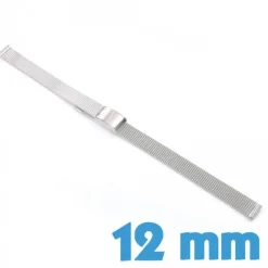 Bracelet Acier Inoxydable Argenté montre mailles milanaises 1,2 cm