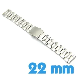 Bracelet Acier pour Montre 22 mm Argenté Fermoir Déployant