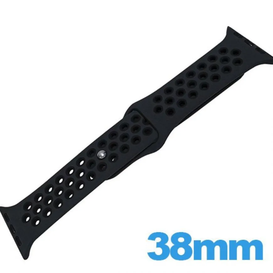 Bracelet Apple Watch 42 - 44 mm Silicone Noir à trous