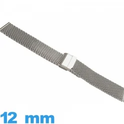 Bracelet  argenté 12 mm Maille tressé de montre