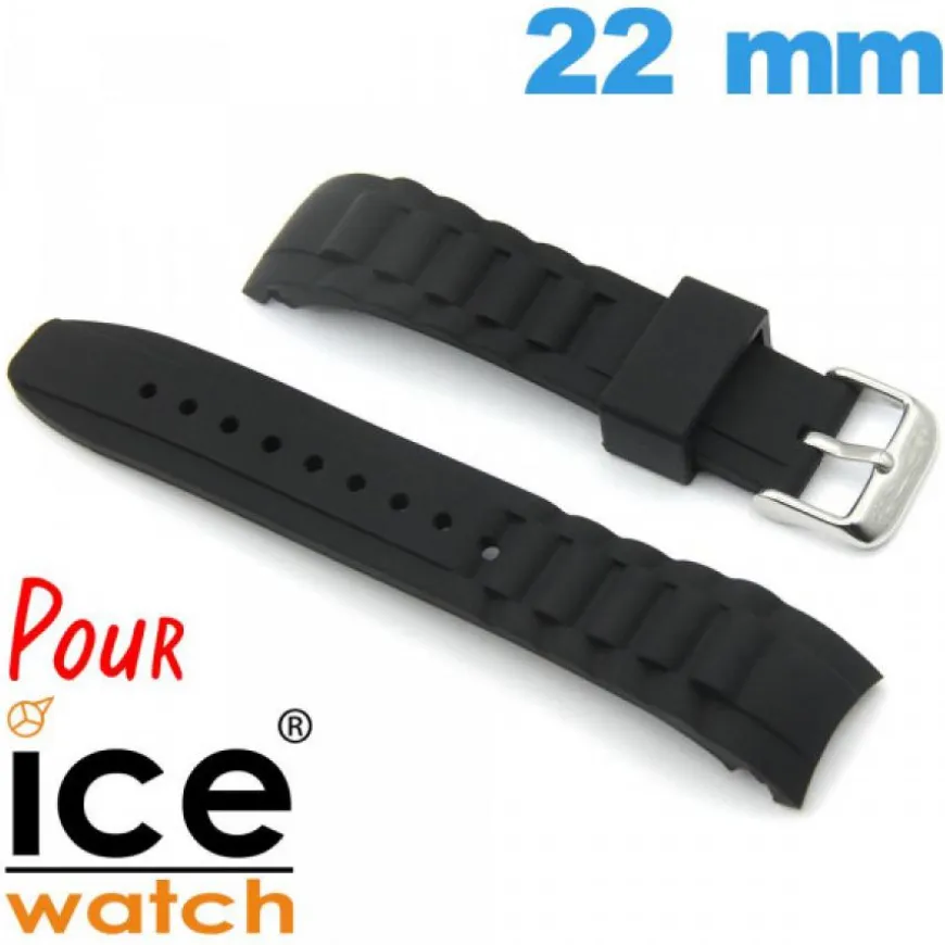 Bracelet Cahoutchouc Noir pour montre pour Ice Watch 22mm