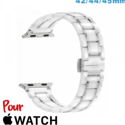 Bracelet Ceramique Blanc 42 mm pour montre Apple Watch