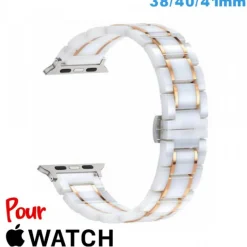 Bracelet Ceramique 38 mm Blanc pour montre pour Apple Watch