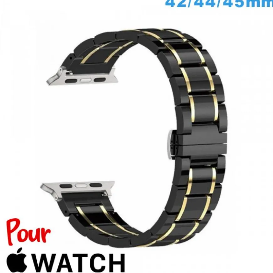 Bracelet Ceramique Noir 42 mm de montre Apple Watch