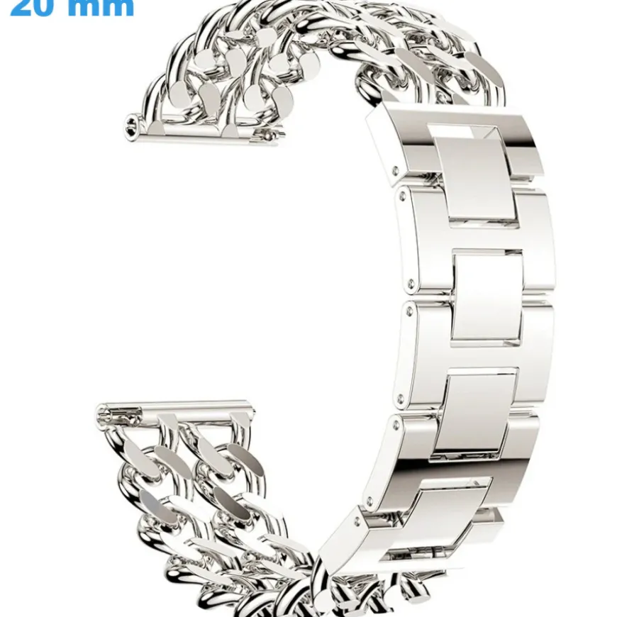 Bracelet Clip 20 mm Acier inoxydable Argenté de montre