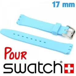 Bracelet 1.7 cm Bleu ciel de montre pour Swatch Silicone lisse