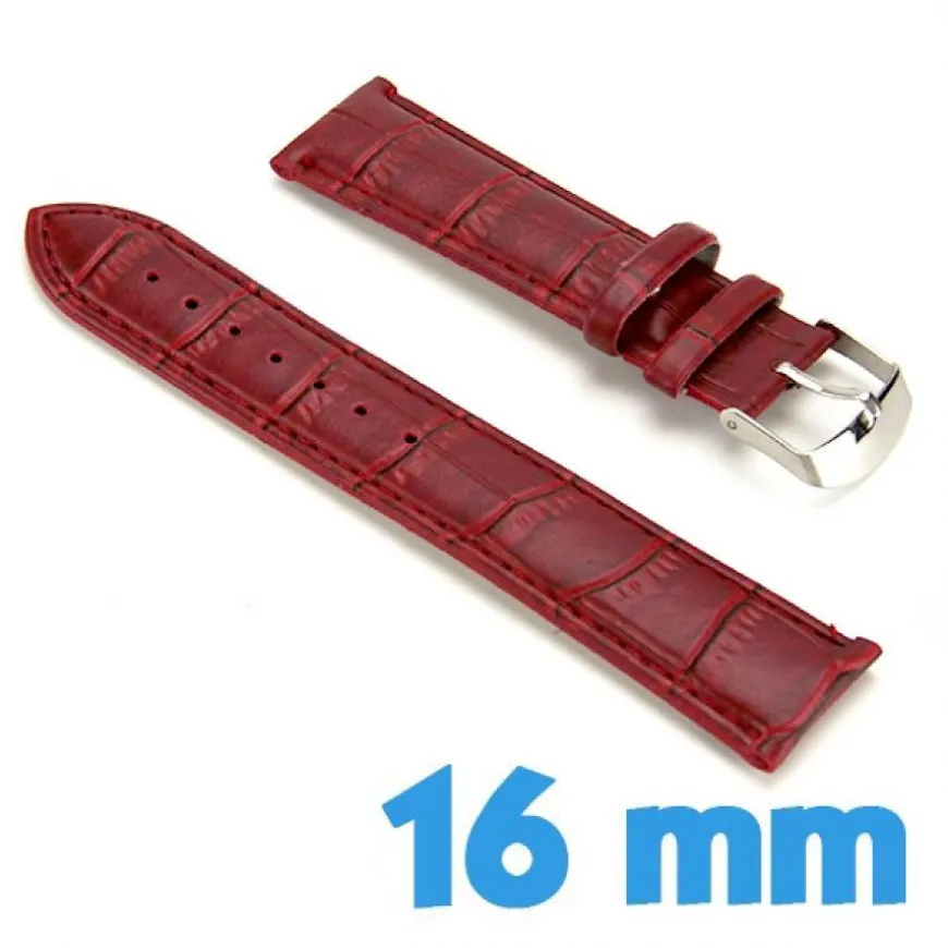Bracelet 1.6 cm de montre Rouge Cuir Synthétique croco