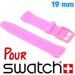 Bracelet 1,9 cm Rose pour montre pour Swatch Silicone lisse
