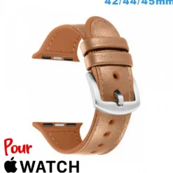 Bracelet Cuir Marron 42mm pour montre Apple Watch