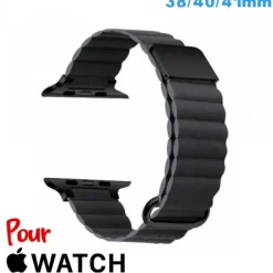 Bracelet Cuir Micro Fibre Gris anthracite de montre Apple Watch 38mm