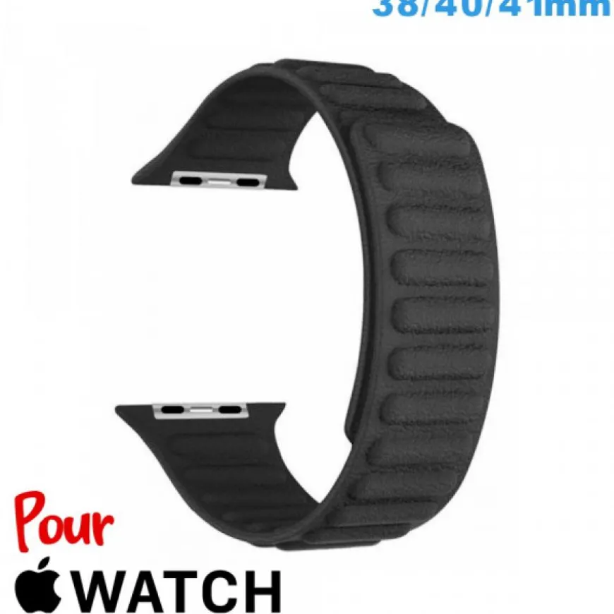 Bracelet Cuir Micro Fibre 38 mm Anthracite de montre Apple Watch