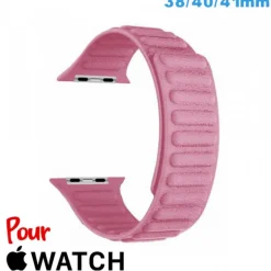 Bracelet Cuir Micro Fibre Rose pour montre pour Apple Watch 38mm