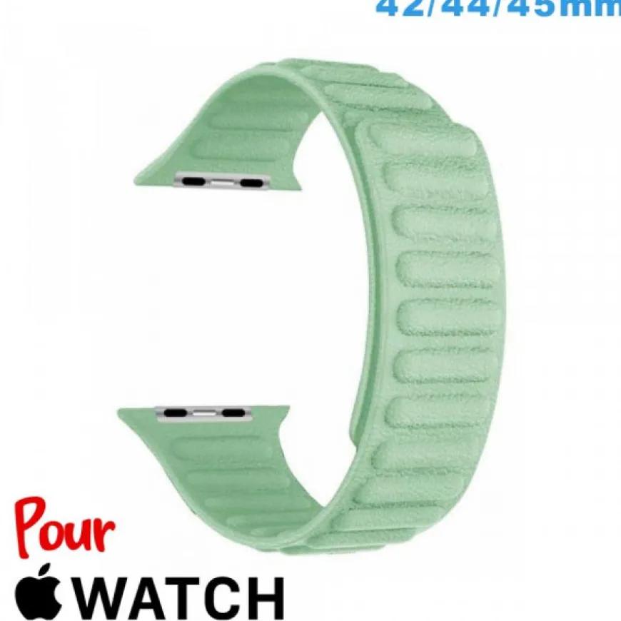 Bracelet Cuir Micro Fibre Vert pour montre pour Apple Watch 42 mm