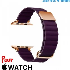 Bracelet Cuir Micro Fibre Violet montre Apple Watch 38 mm