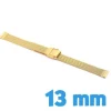 Bracelet de montre en acier inoxydable maille milanaise doré 13 mm