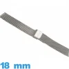 Bracelet de montre Maille tressé 18 mm argenté acier inox