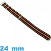 Bracelet de montre Nato 24 mm Noir et Orange  Nylon