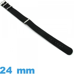 Bracelet de montre Nato 24 mm Noir tissu