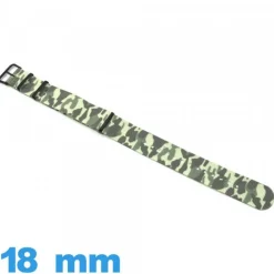Bracelet de montre tissu Nato Vert clair 18mm Camo militaire