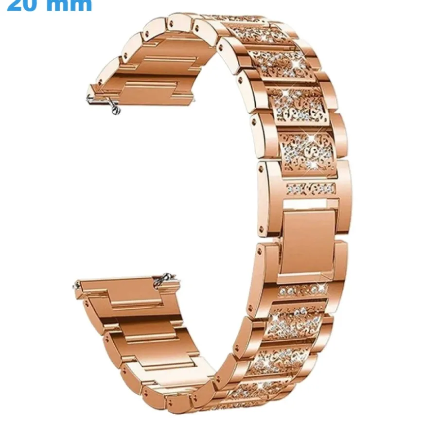 Bracelet Doré rose 20 mm Acier inoxydable montre fermoir Clip