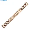 Bracelet Doré rose 22 mm Acier inoxydable pour montre boucle Clip