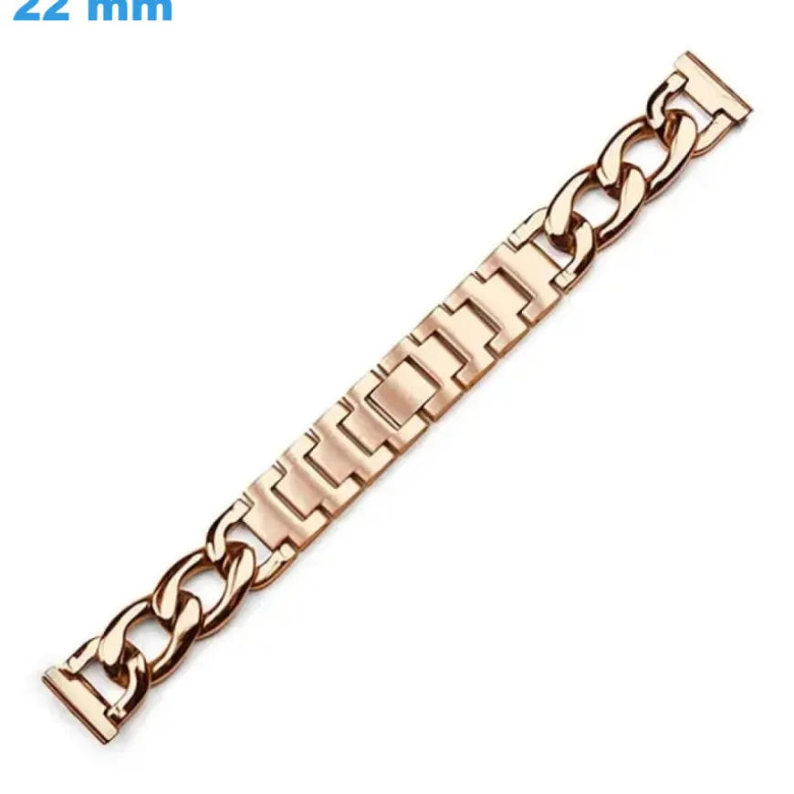 Bracelet Doré rose 22 mm Acier inoxydable pour montre boucle Clip