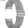 Bracelet fermoir Coulissant Argenté 8 mm Acier Inoxydable montre