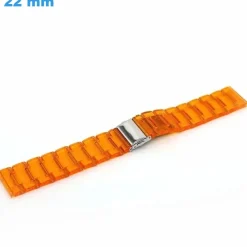Bracelet fermoir Déployant 22 mm Plastique Transparent et Orange pour montre