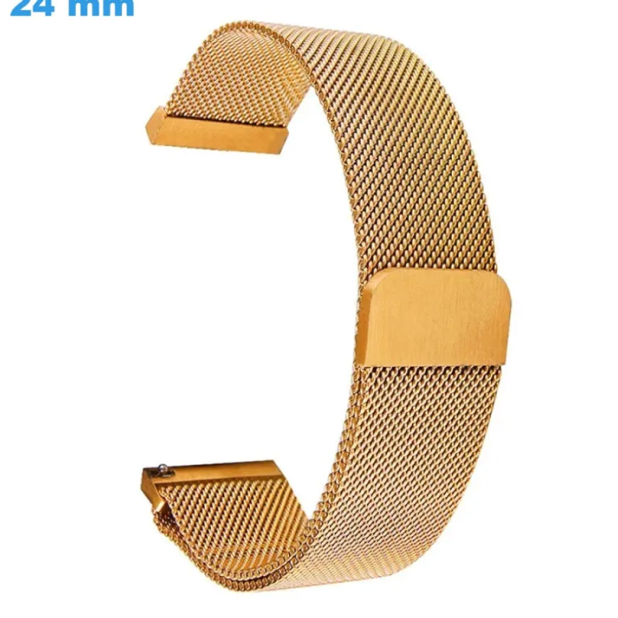 Bracelet fermoir Magnétique Doré 24 mm Acier Inoxydable de montre