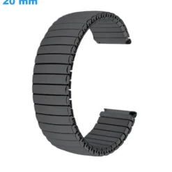 Bracelet fermoir Sans 20 mm Acier inoxydable Noir montre