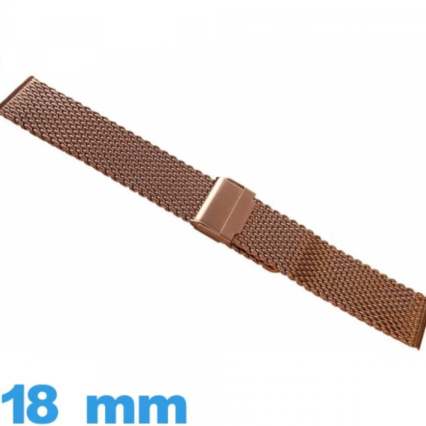 Bracelet Maille Milanaise bronze montre 18 mm